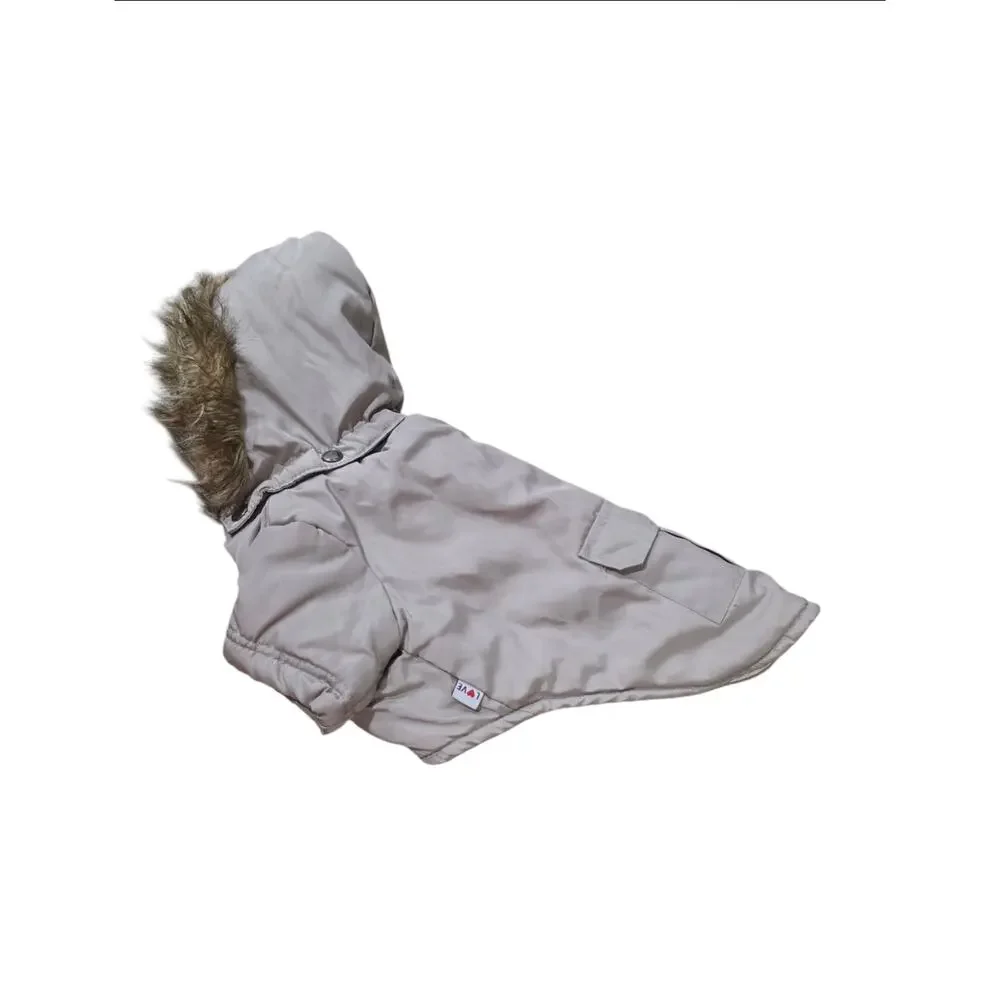 PetBobo Dog Coat Winter Puffer Jacket  with Fur Hood  size M